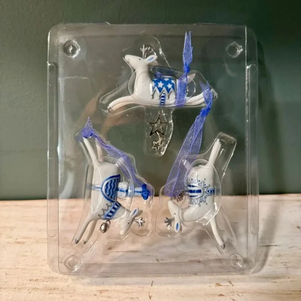 2001 Hallmark Graceful Reindeer Christmas Keepsake Ornaments | Porcelain Winter